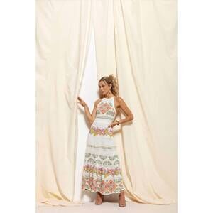 NEW MARIA PAVAN tropical long dress in lemon